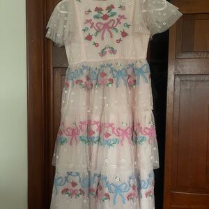 Boden Mini Pink Embroidered Floral Tulle Top